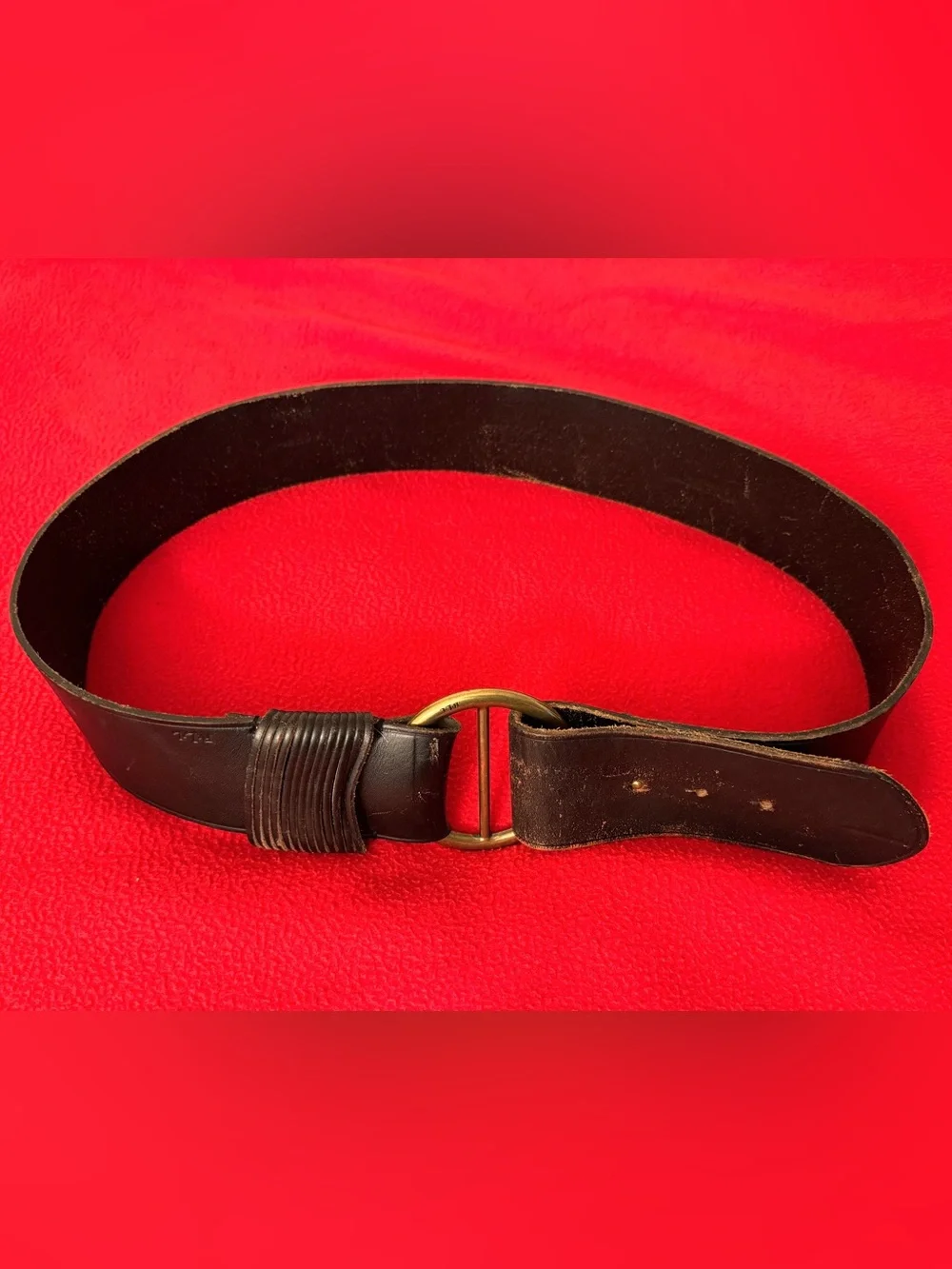 Ralph Lauren Brass Horsebit Double Strap Equestrian Wide Leather Belt XL Black